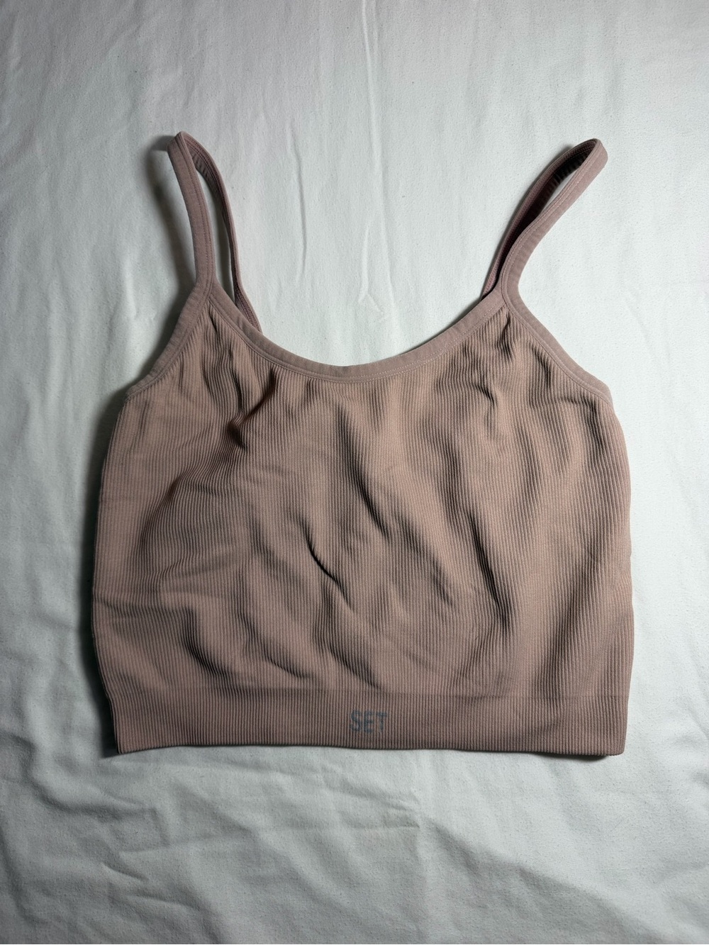 SET Active Light Pink Ribbed Scoop Tank